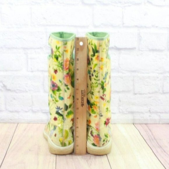 Timberland Cream Floral Print Insulated Knee High Rain Boots Size 7 M - Picture 8 of 9